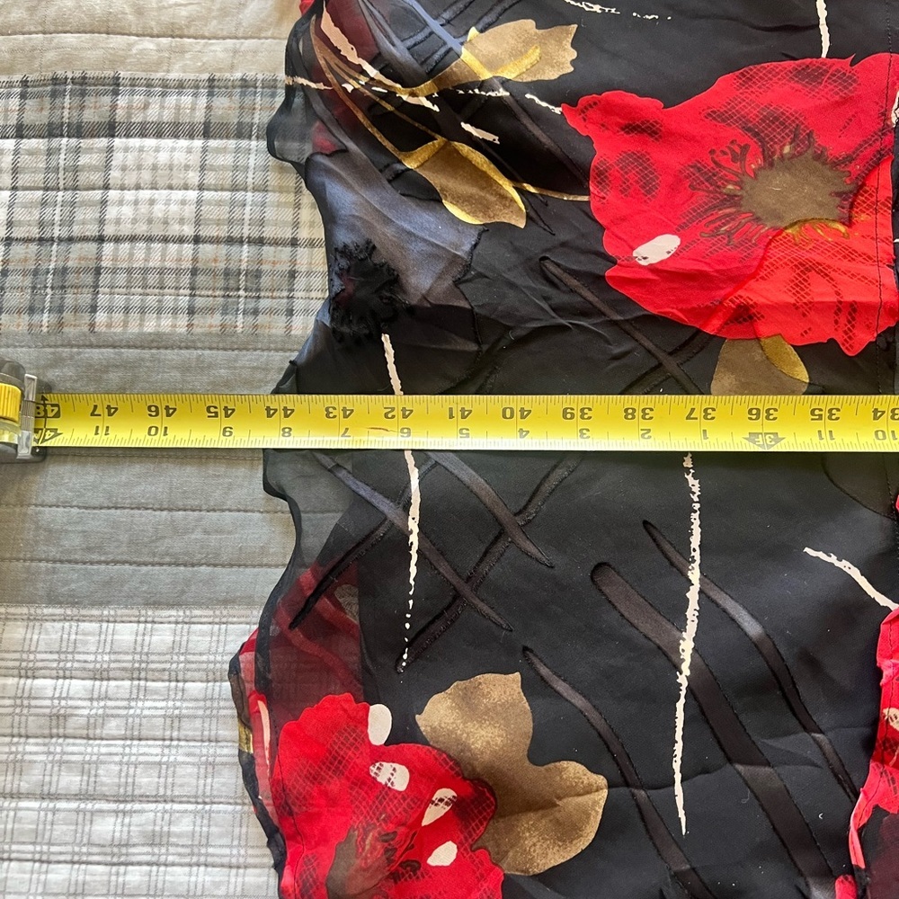 Vintage Floral Black and Red Women's Skirt S - Picture 9 of 10